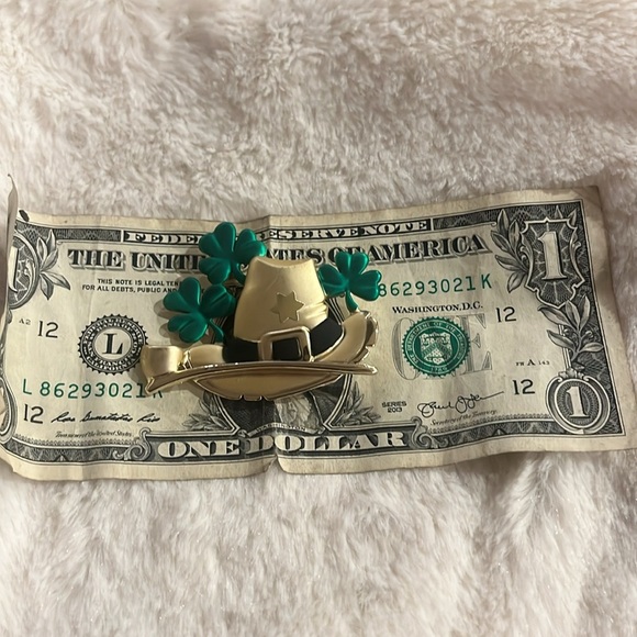 Brooch, Irish hat, shamrock pipe, unmarked,gold green - Picture 7 of 7